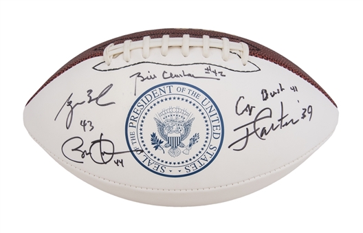 Presidential Multi Signed Football With Presidential Seal With 5 Signatures: Carter, Bush, Clinton, Bush & Obama (Beckett)